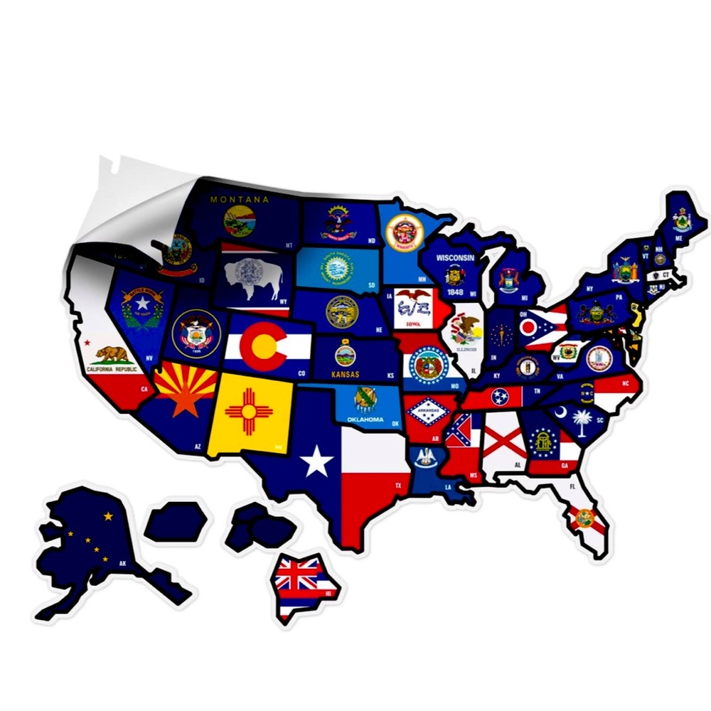 WANDER CAMP State Flag - RV State Sticker Travel map 21 x 15 inches | NIP